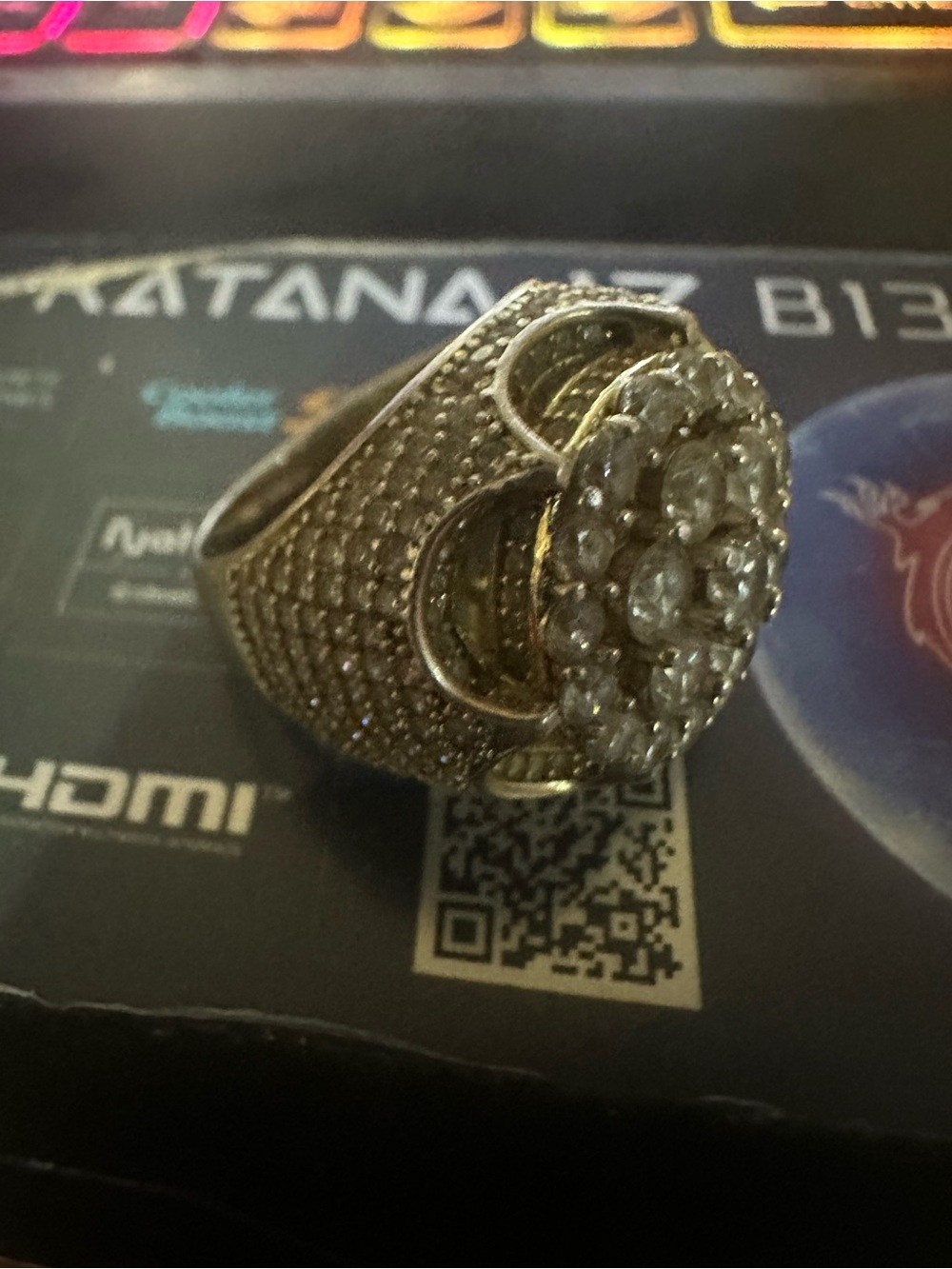 Cluster Cocktail CZ Ring 14k yellow gold filled with clear cz’s large pinky ring